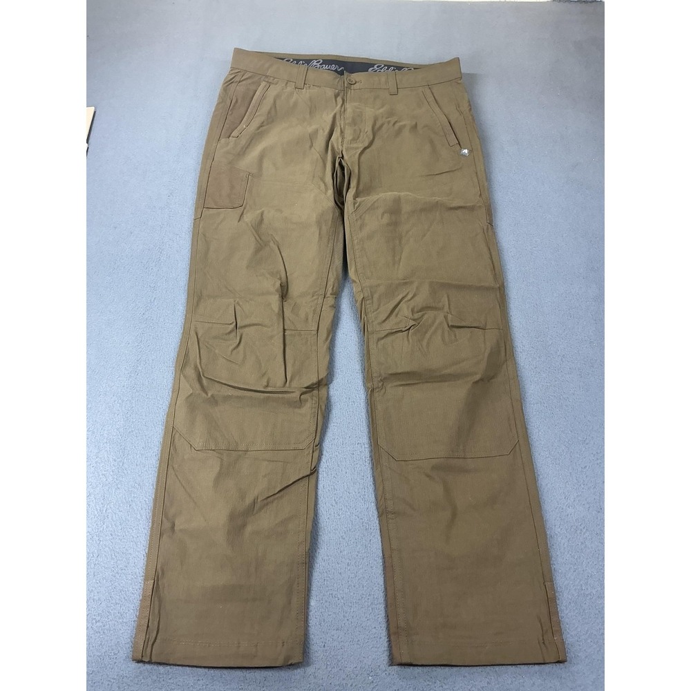 Eddie Bauer First Ascent Pants Mens 33x32 Brown Cargo Outdoor Hiking Stretch - Picture 1 of 11